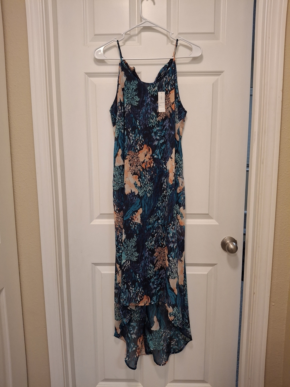 Old Navy Teal & Peach Floral Midi Dress